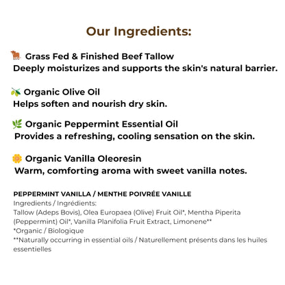 Peppermint Vanilla Whipped Tallow Balm