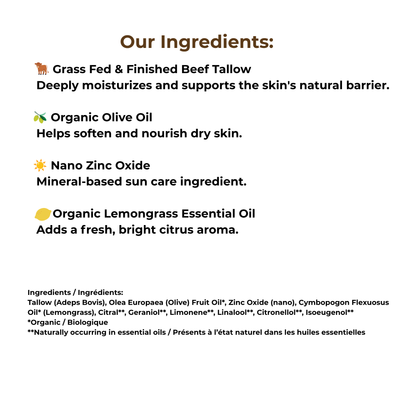 Sun Tallow - Lemongrass- Whipped Tallow Balm